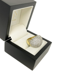 Bicolor Gouden Bolle Ring Heldere Briljant Geslepen Cubic Zirkonia - 8,9 g