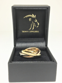 18 K Tricolor 3-Band Ring 0.15 crt Briljantgeslepen Diamant