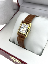 Must de Cartier Tank Quartz Rectangle Trinity Gold Roman Dial 366001 - Midsize