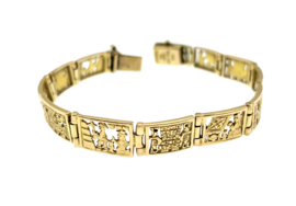 Antiek 18 Karaat Gouden Paneel Armband Arte Orfebre Peru Inca Ajour - 18.5 cm / 22.6 g / 9 mm