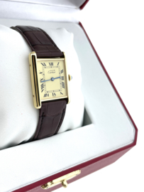 Must de Cartier Tank Large Model Quartz Roman Dial Pin Buckle - 590005 Vermeil