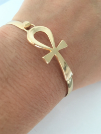 18 K Gouden Slaven Armband met Egyptisch  Ankh Kruis