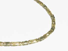 14 K Bicolor Gouden Valkoog Schakel Ketting - 51 cm / 23,25 g