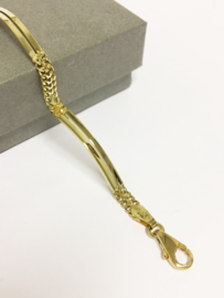 14 K Gouden Fantasie Schakel Armband - 19,5 cm / 8,2 g