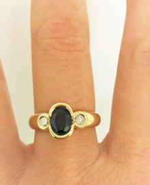 14 K Gouden Ring Saffier 0.30 crt Briljantgeslepen Diamant H / VVSi