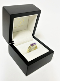14 K Gouden Bandring Briljant en Bolsjewiek Geslepen Amethyst