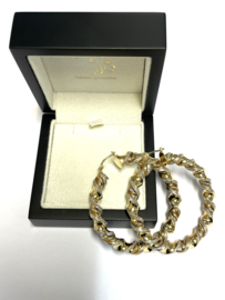 14 Karaat Bicolor Gouden Wokkel Creolen - 5.5 cm / 14.5 g / 7 mm