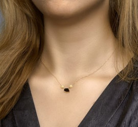14 K Gouden Anker Collier Onyx  (verstelbaar) 40 - 42 cm