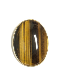 Grote 8 Karaat Hanger Tijgeroog / Broche Ovaal - 15,85 g