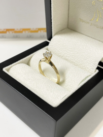 14 K Gouden Solitair Ring 0,51 ct Diamant F / VS1 - Inclusief Diamant Certificaat