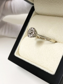 14 K Witgouden Rozet Ring 0.20 crt Briljantgeslepen Diamant G/VS1