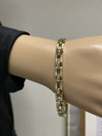 8 Karaat Vintage Schakel Armband (Poli/Mat) - 19,5 cm / 12,9 g / 8 mm