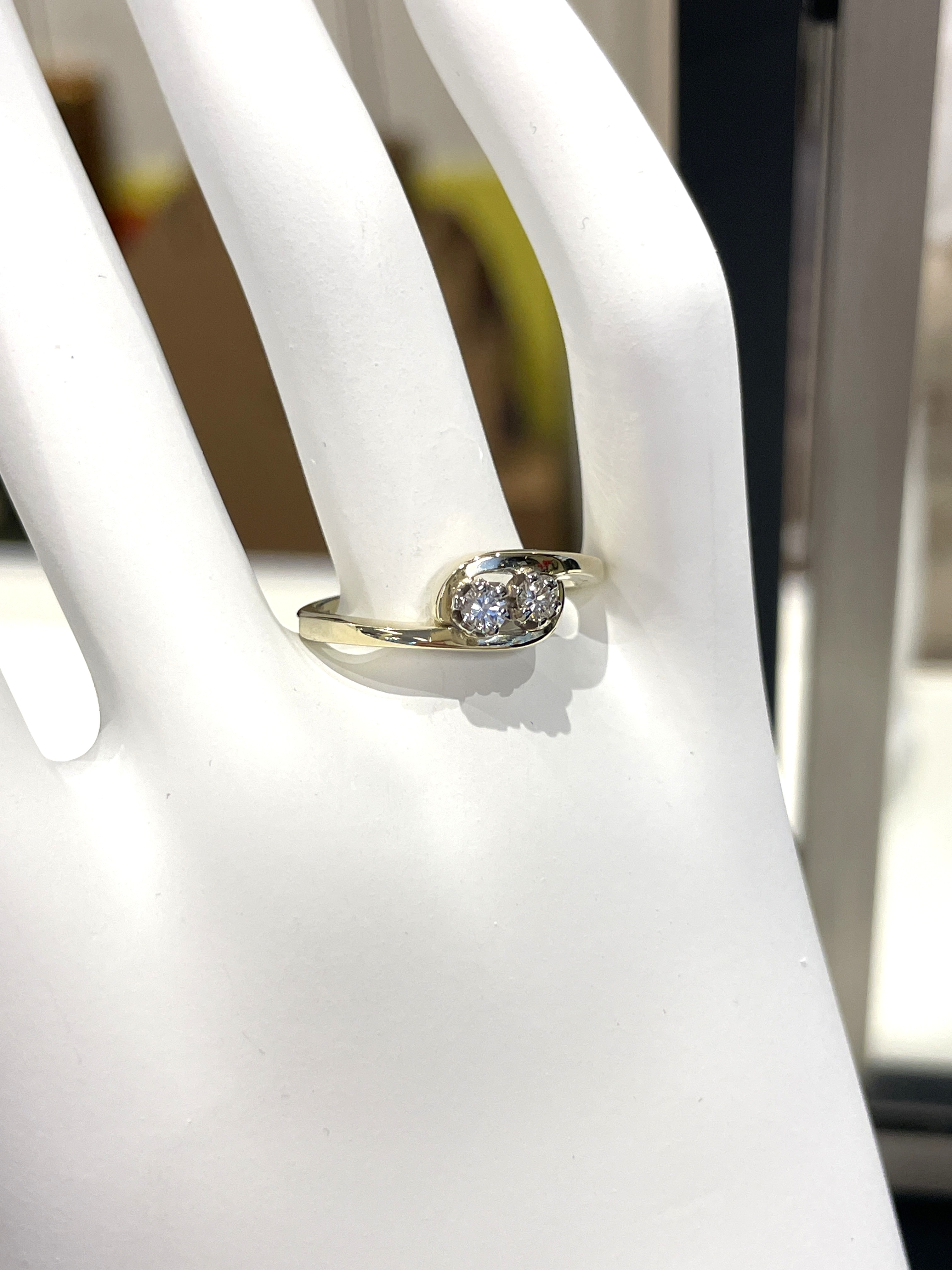 14 Karaat Gouden Toi-et-Moi Ring 0.10 ct Briljant Geslepen Diamant