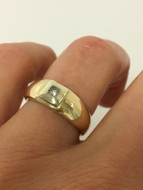 14 K Gouden Bandring 0.10 crt Prinses Geslepen Diamant H/VS1