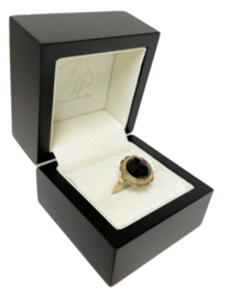 14 Karaat Antiek Gouden Rozet Ring Roos Geslepen Granaat