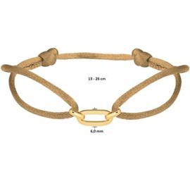 Caramel Gevlochten Armband 14 K Gouden Schakels (Verstelbaar)