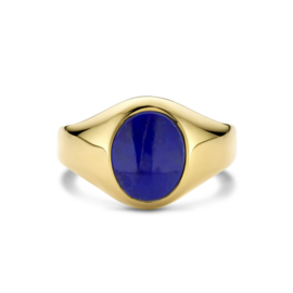 14 K Gouden Dames Zegelring Lapis Lazuli - Model Ovaal