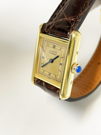 Must de Cartier Tank Quartz Dames Polshorloge Gold Roman Dial