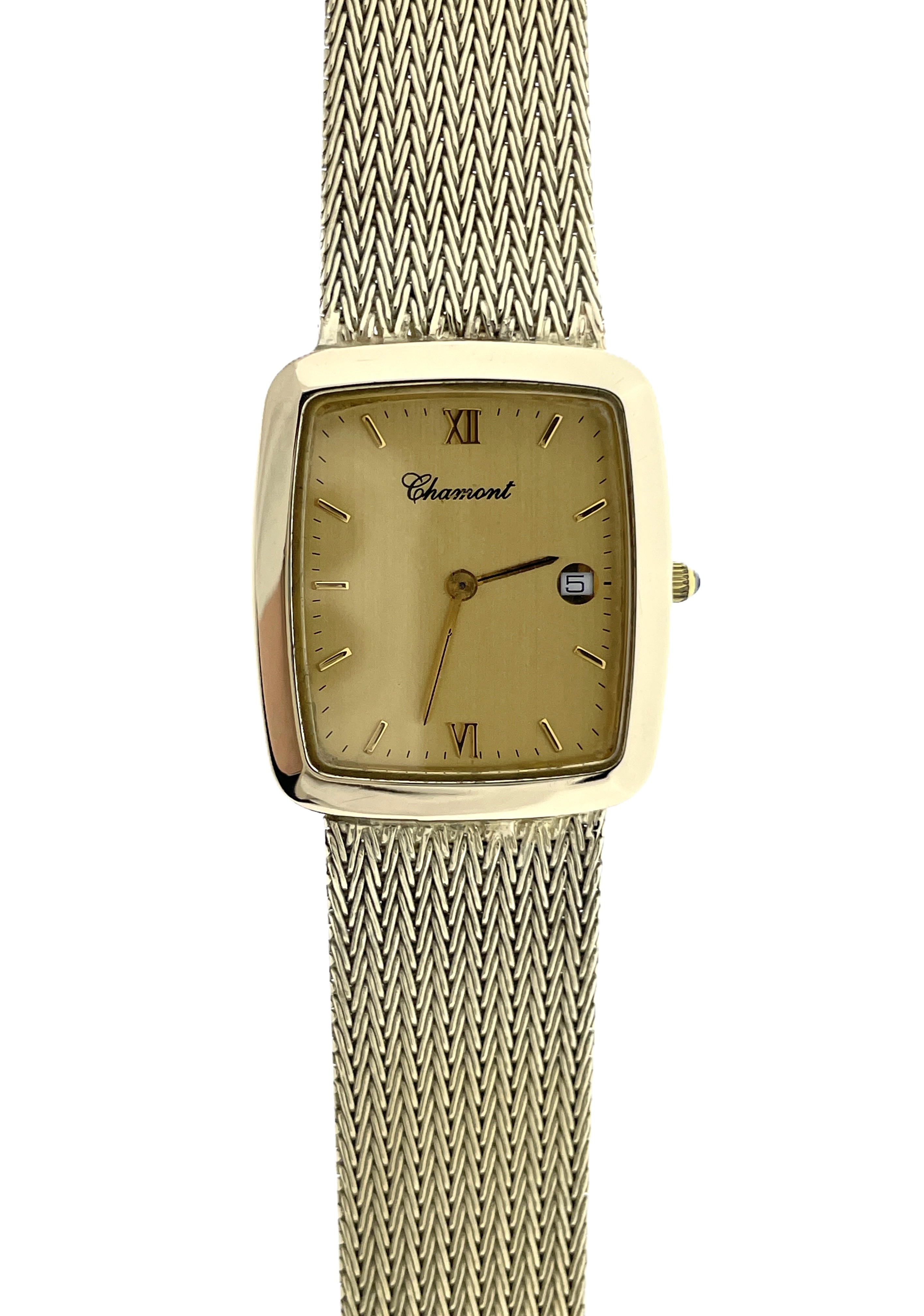 Chamont 14 Karaat Gouden Heren Horloge Quartz Milanese Band Jaren '90