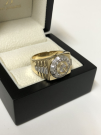 14 K Bicolor Gouden Heren Rolex Ring Zirkonia - 10 g