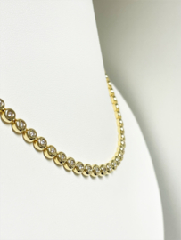 14 K Gouden Tennis Collier 1.7 Crt Briljant Geslepen Diamant G/VVS1 - 44 cm