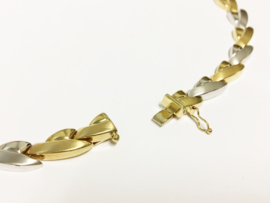 14 K Bicolor Gouden Fantasie Schakel Collier - 45 cm / 31,95 g