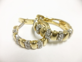 18 K Bicolor Gouden Oorhangers 0.20 crt Briljantgeslepen Diamant H / VS1