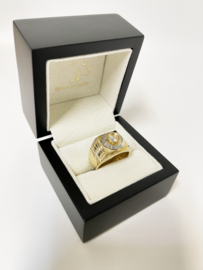 14 K Bicolor Gouden Heren Ring Briljant Geslepen Heldere Zirkonia - 9,7 g