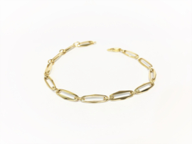 14 K Massief Gouden Closed Forever Schakel Armband Met Tussenoog - 19,5 cm