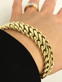 Brede 14 K Gouden Schakel Armband - 19 cm / 25,89 gram