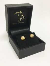 14 K Tricolor Gouden Oorstekers Parel