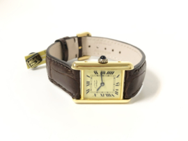Must de Cartier Tank Midsize Champagne Roman Dial Classic Chocolate