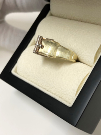 14 K Gouden Bandring Gesp 0.03 crt Briljantgeslepen Diamant