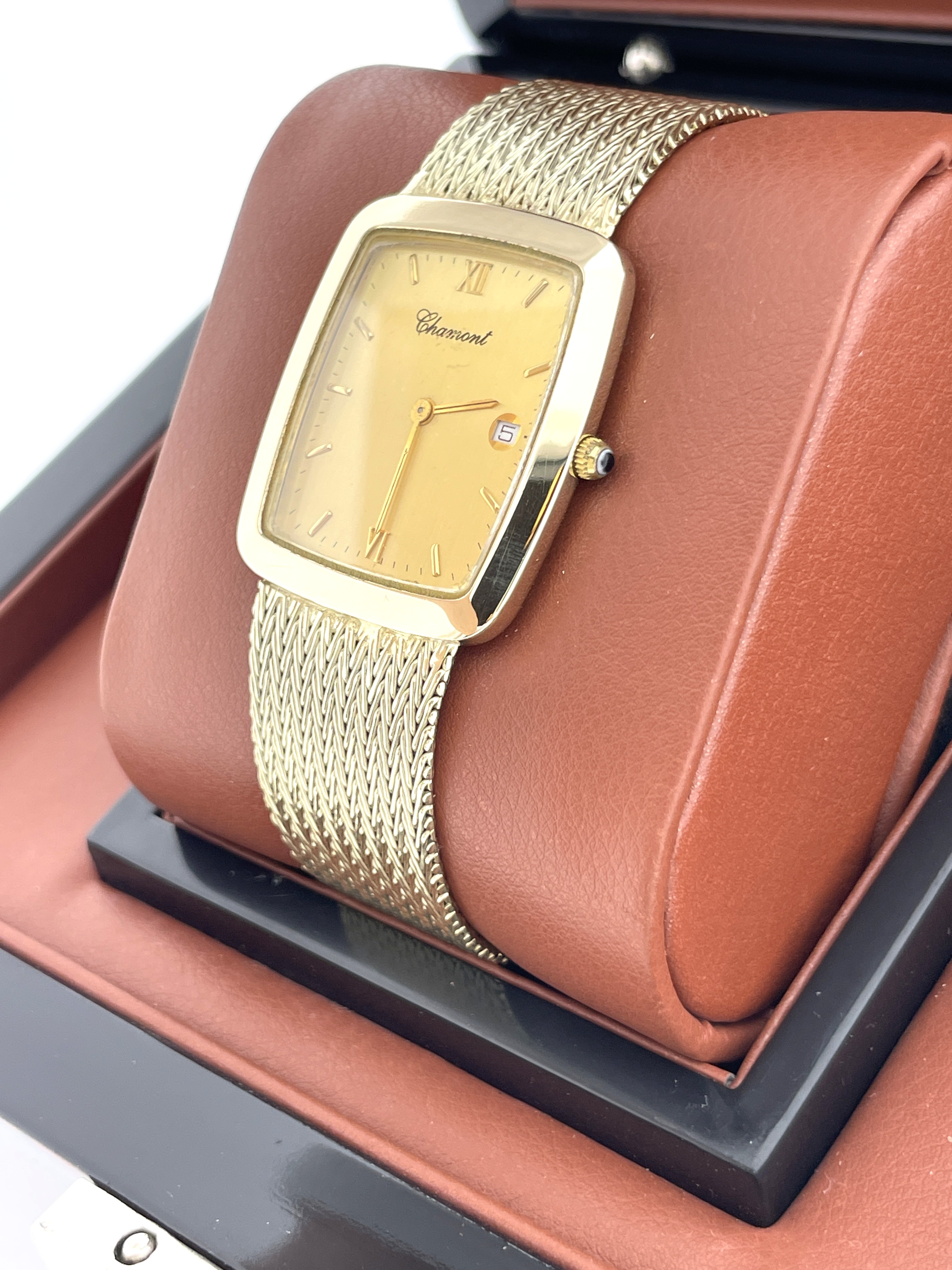 Chamont 14 Karaat Gouden Heren Horloge Quartz Milanese Band Jaren '90