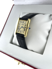 Must de Cartier Tank Large Model Quartz Roman Dial Pin Buckle - 78389 Vermeil