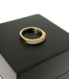 14 K Massief Gouden Rijring Half Memoire Ring 0.50 ct Diamant - G / VS