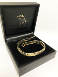 14 K Gouden Heren Schakel Armband Onyx - 21 cm / 17,4 g