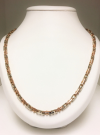 14 K Bicolor Gouden BRACCIO Schakel Ketting 63 cm / 81,96 gr