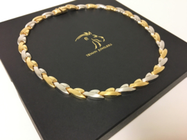 14 K Bicolor Gouden Fantasie Schakel Collier - 45 cm / 31,95 g