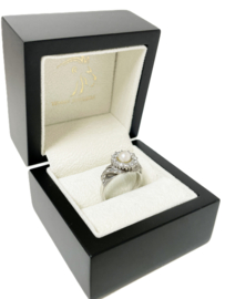 Witgouden Rozet Ring 0.50 ct Briljant Geslepen Diamant / Parel