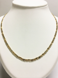 14 K Bicolor Gouden Valkoog Schakel Ketting - 51 cm / 23,25 g