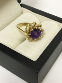 14 K Gouden Fantasie Ring Amethyst Kleurige Zirkonia