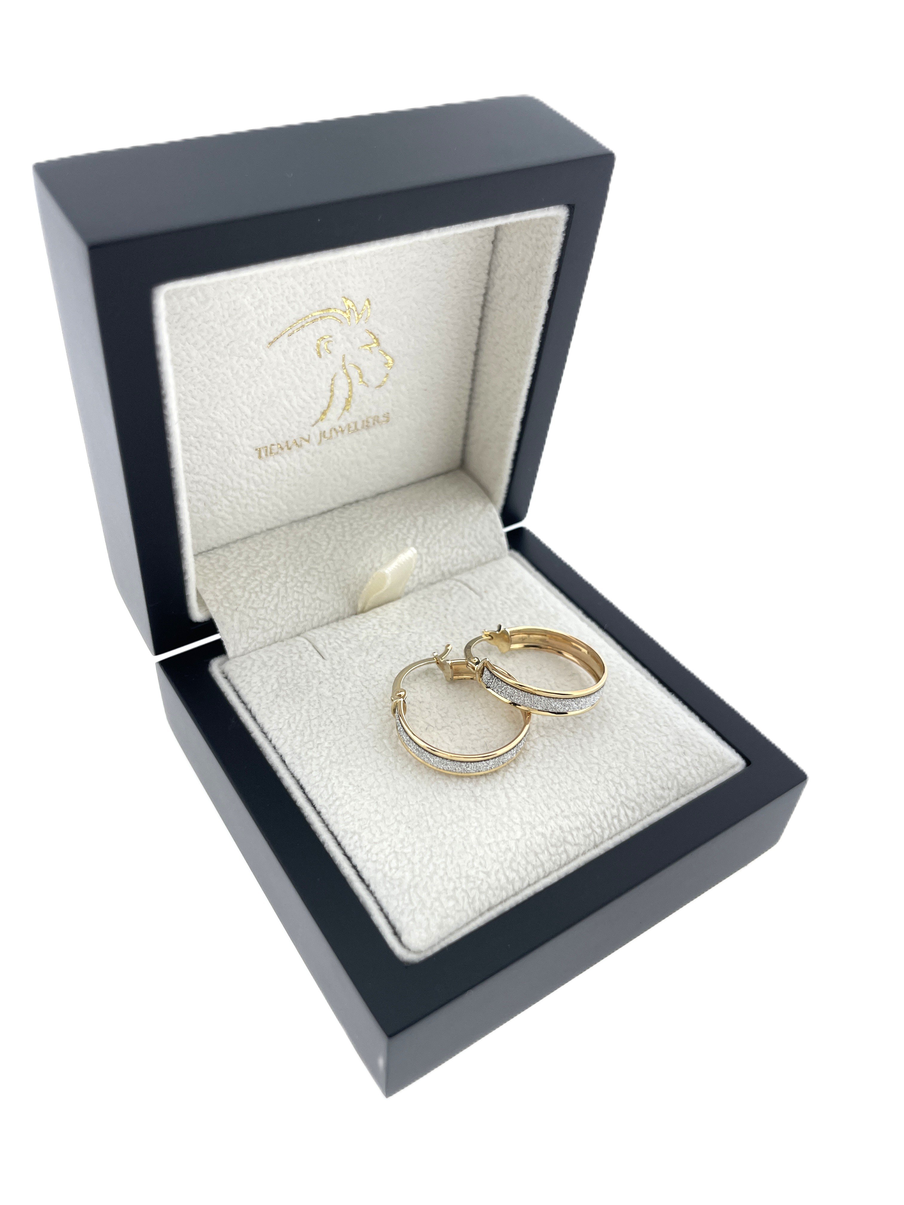 9 Karaat Oorhangers / Creolen Strass  Diameter 2 cm / 4 mm