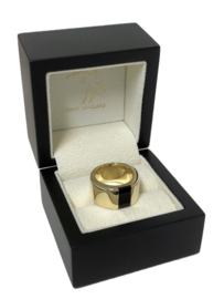 QUINN  Zware 14 K Massief Gouden Dames Band Ring Onyx - 22 g
