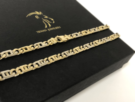 18 K Bicolor Massief Gouden Rolex Schakelketting - 50 cm / 52,85 g
