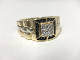 14 K Bicolor Gouden Heren Rolex Ring  Zirkonia - 6,9 g