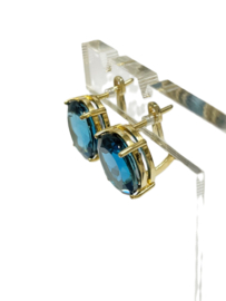 14 Karaat Gouden Oorhangers ca 7.0 ct Ovaal London Blue Topaz