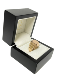 14 Karaat Rosé Gouden Heren Cachet Ring Florale Gravure