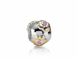 PANDORA 790207PCZ Pink Raised Flower Charm Bedel