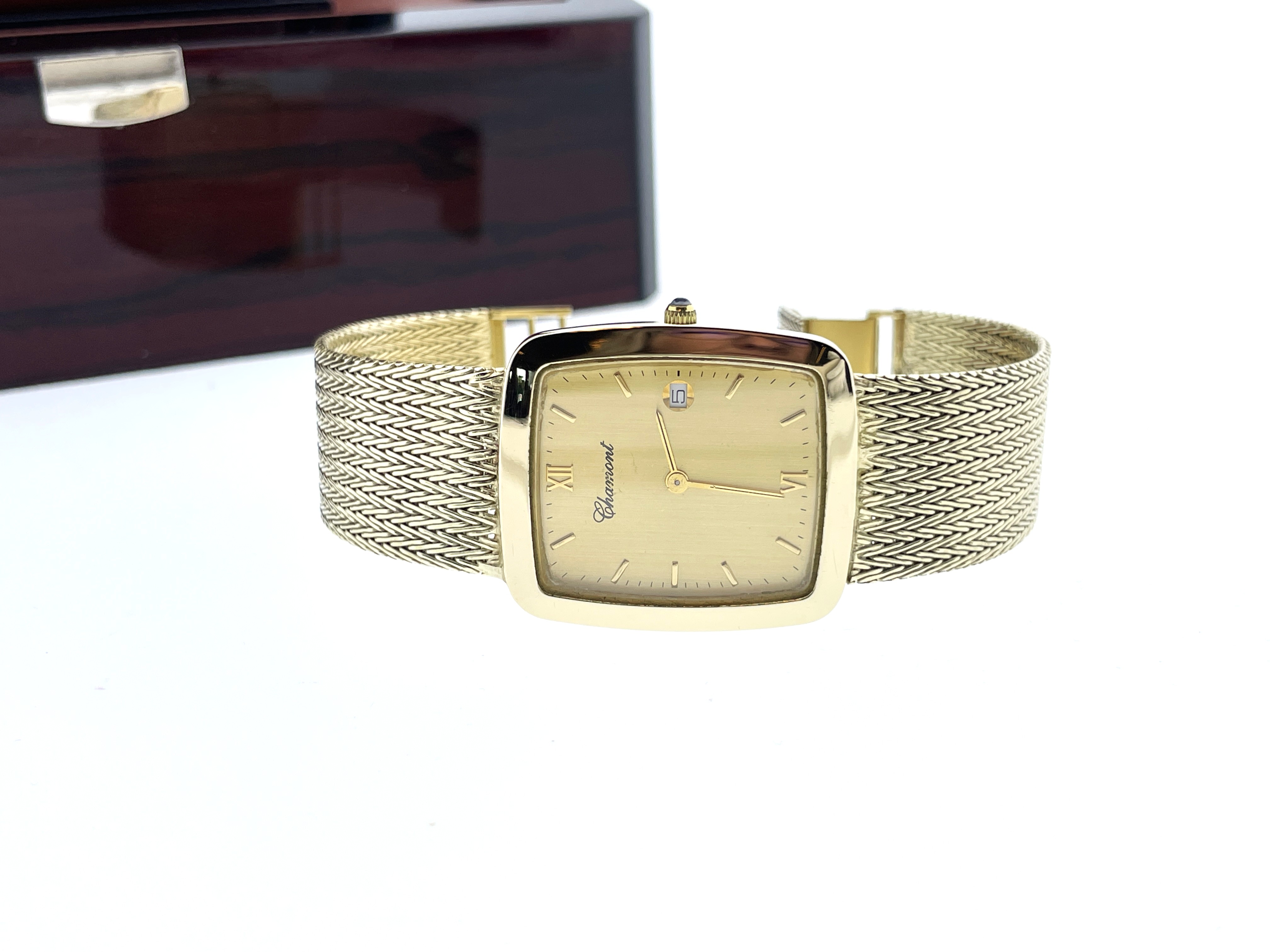 Chamont 14 Karaat Gouden Heren Horloge Quartz Milanese Band Jaren '90